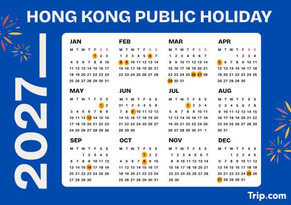 Hong Kong Public Holidays 2027