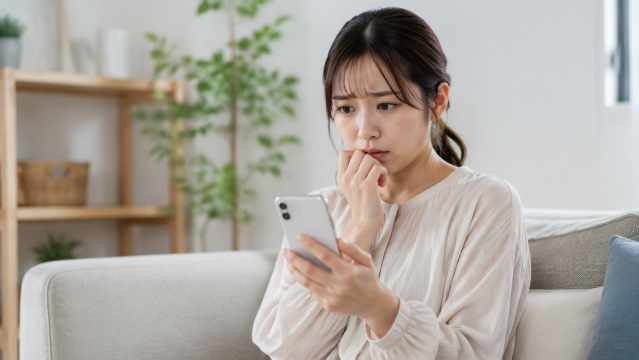 スマホを持つ不安な日本人