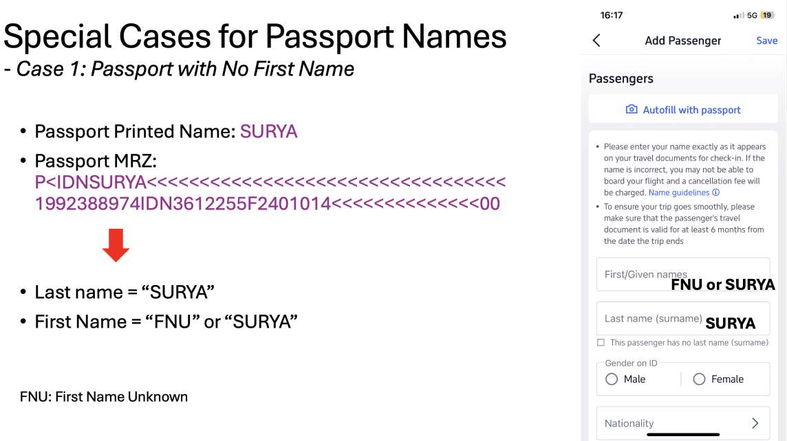 how to input first name and last name for special case 1