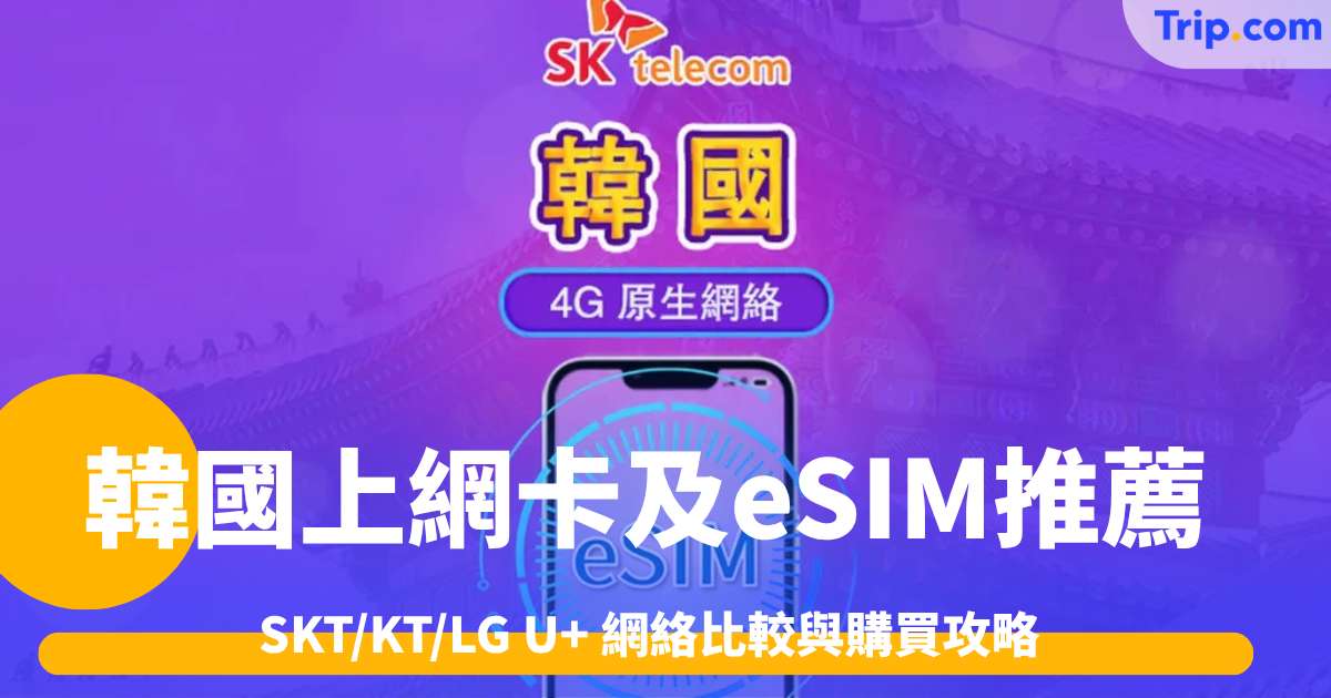 2026韓國上網卡及eSIM推薦：SKT/KT/LG U+ 網絡比較與購買攻略 | Trip.com