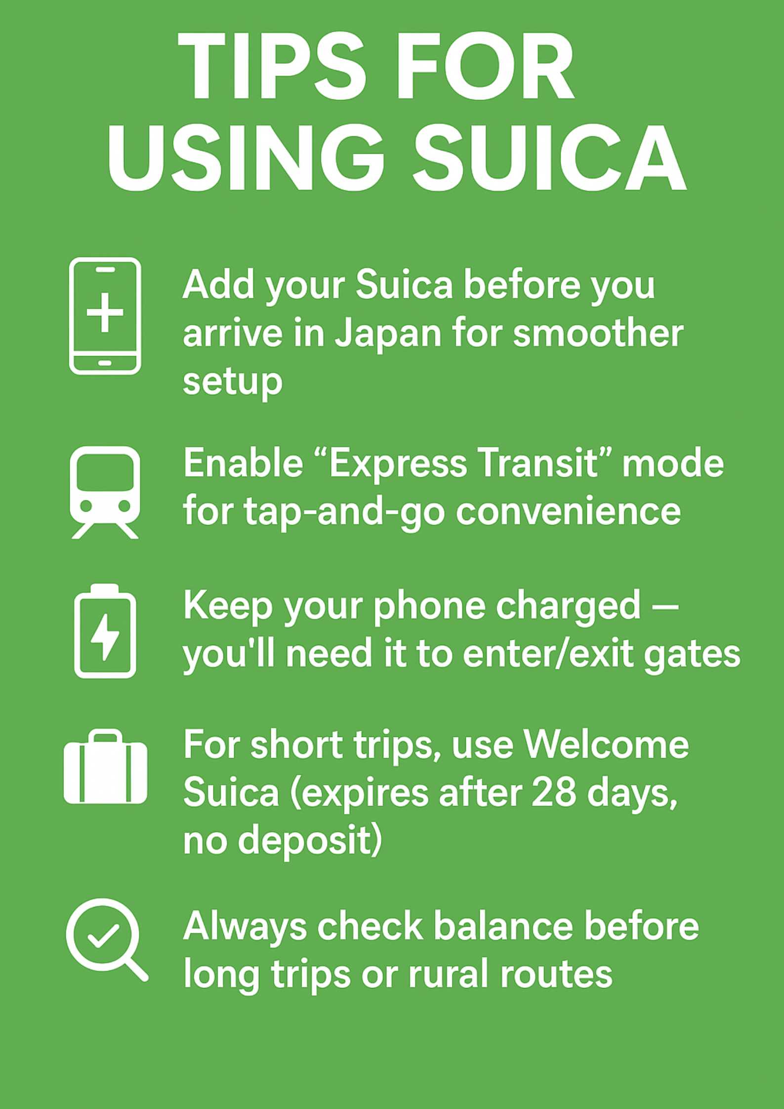 Tips for using Suica App