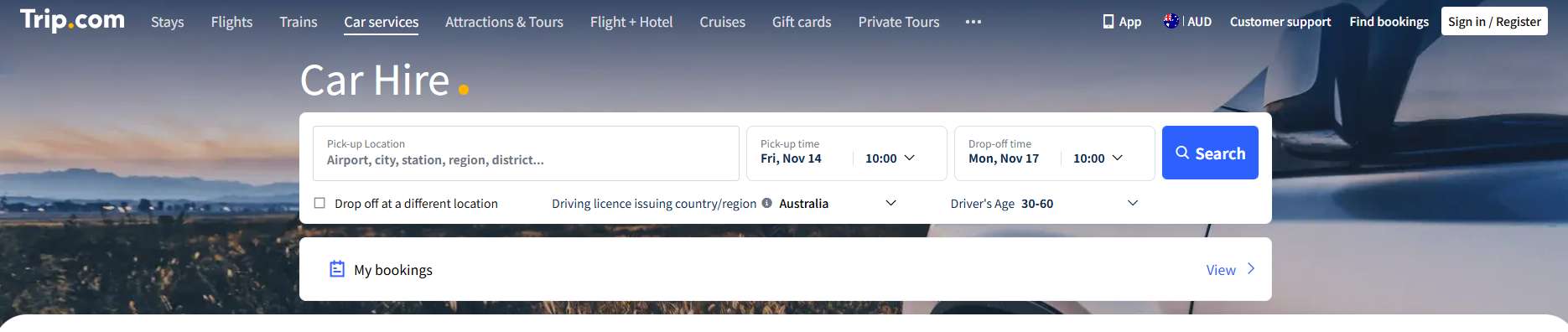 Trip.com Car Rental Process