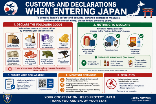 Customs and Declarations When Entering Japan