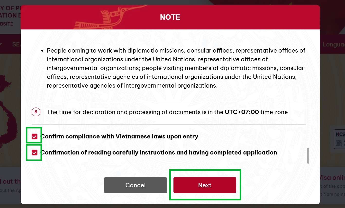 越南電子簽證申請流程