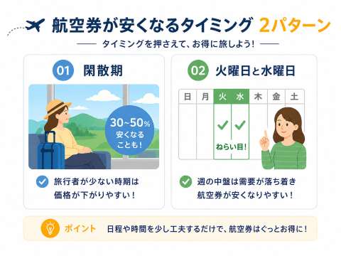 航空券が安くなるタイミング2パターン