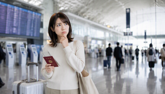空港で悩む日本人