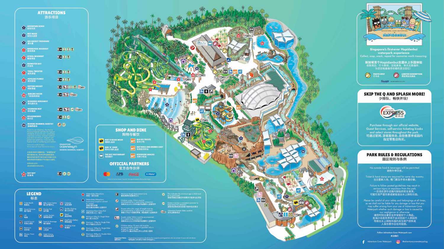 Adventure Cove Waterpark Map and Zones