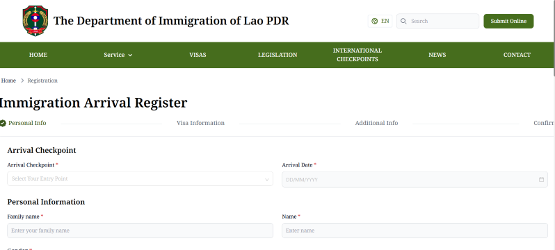 Access the Official Laos Arrival Registration System