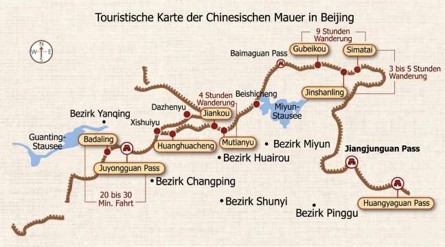 Welche sind die berühmtesten Abschnitte der Chinesischen Mauer?