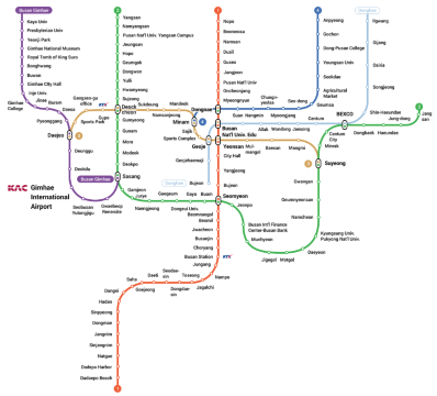 แผนที่เส้นทางรถไฟใต้ดินปูซาน