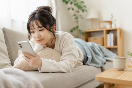 自宅でスマホ操作