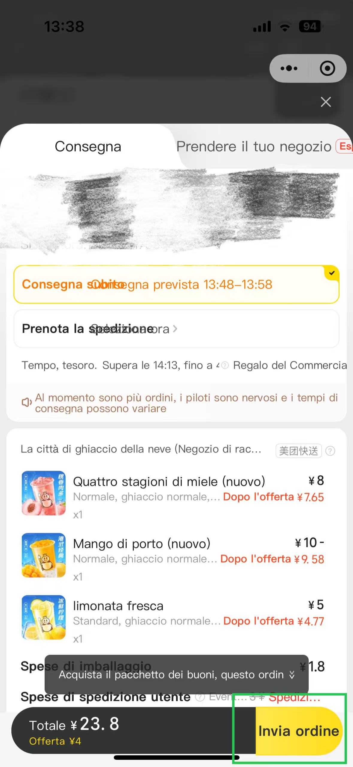 Come ordinare cibo a domicilio in cina