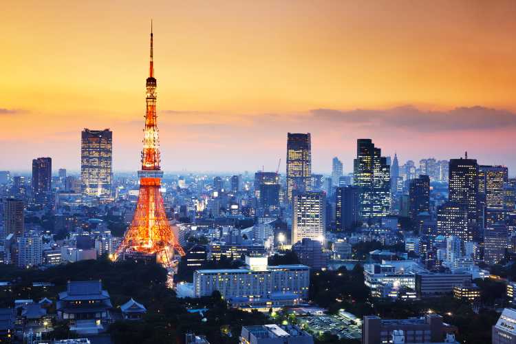 tokyo city view at sunset