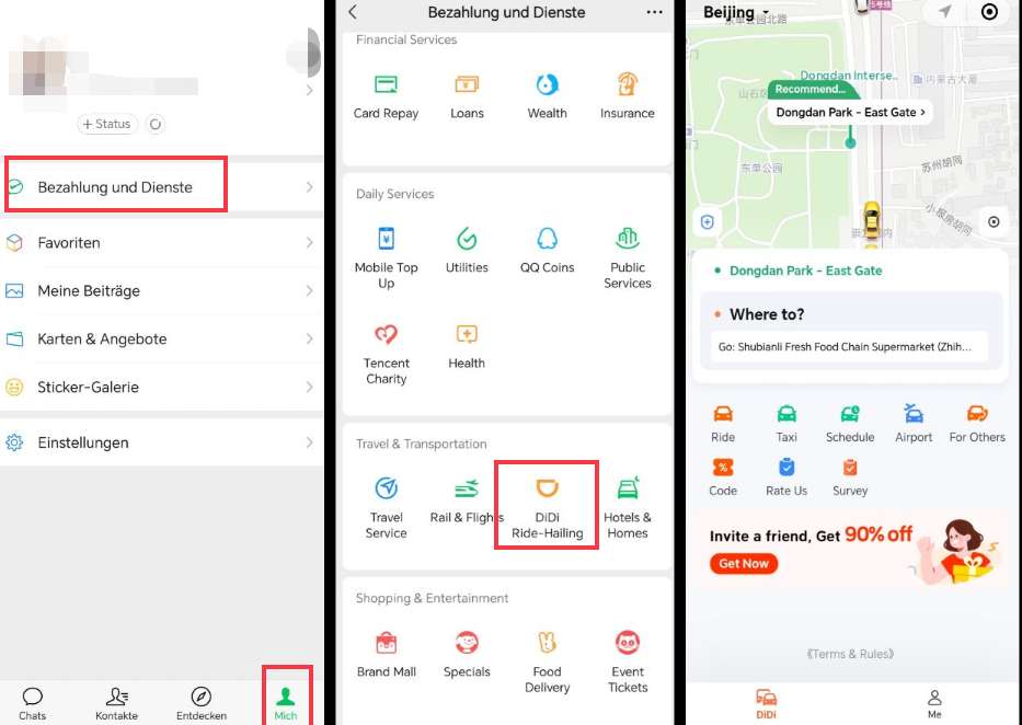 Wie nutzt man DiDi über Wechat?