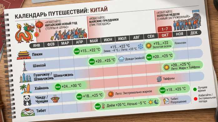 Лучшее время для поездки в Китай — календарь погоды и праздников по месяцам