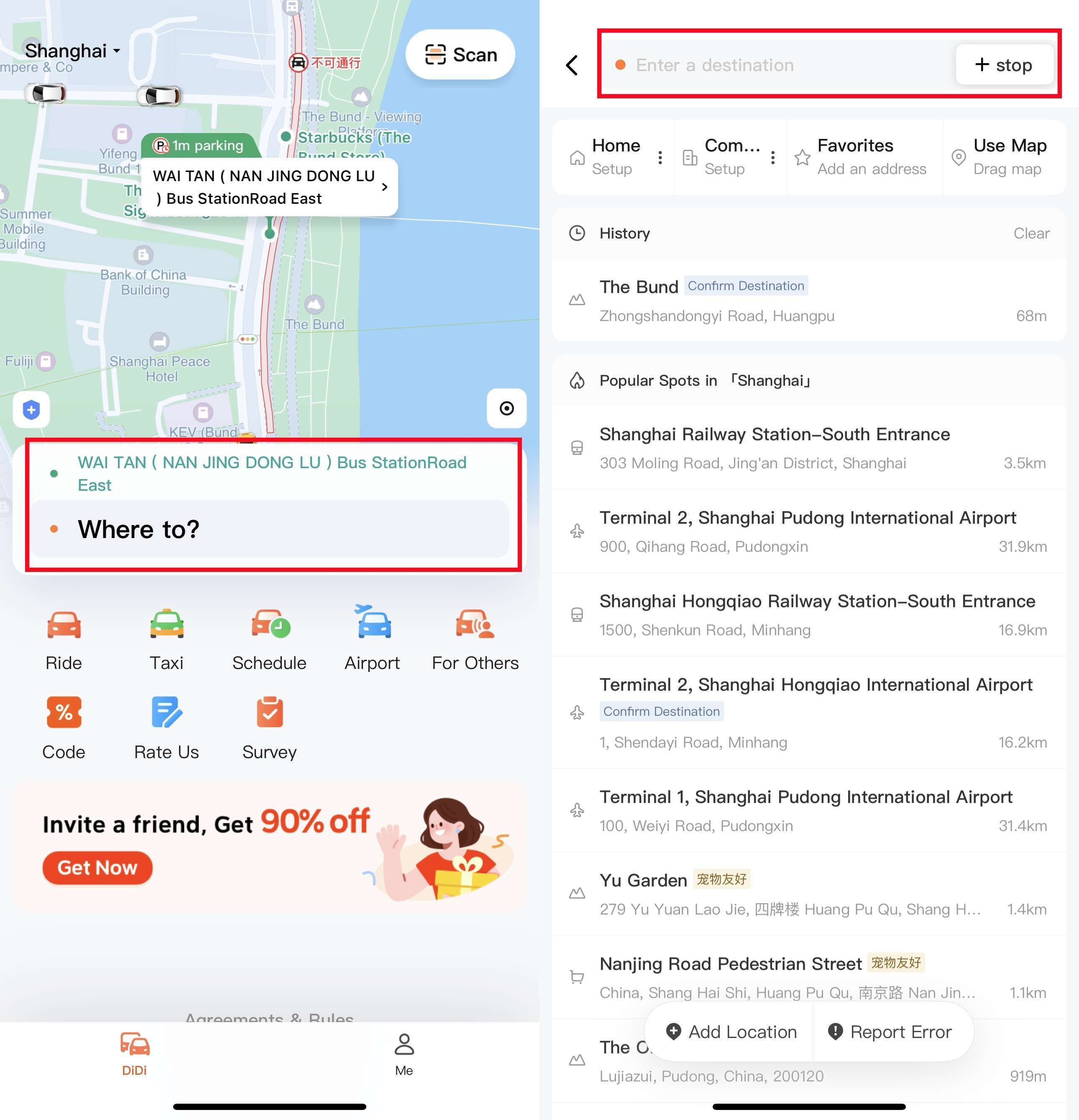 Thiết lập điểm đón và điểm đến App Didi gọi xe giá rẻ