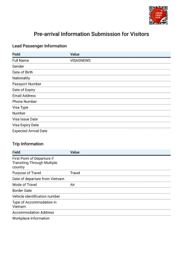 Vietnam Pre-Arrival Card