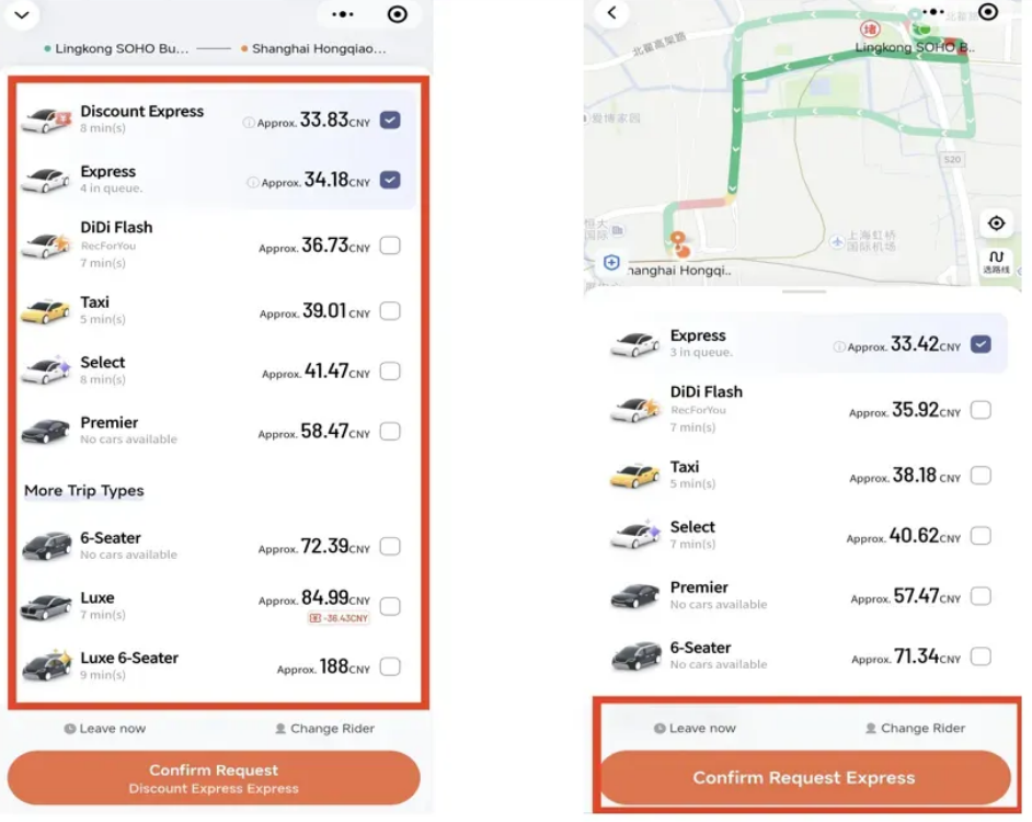 How to Use DiDi - Choose Car Type