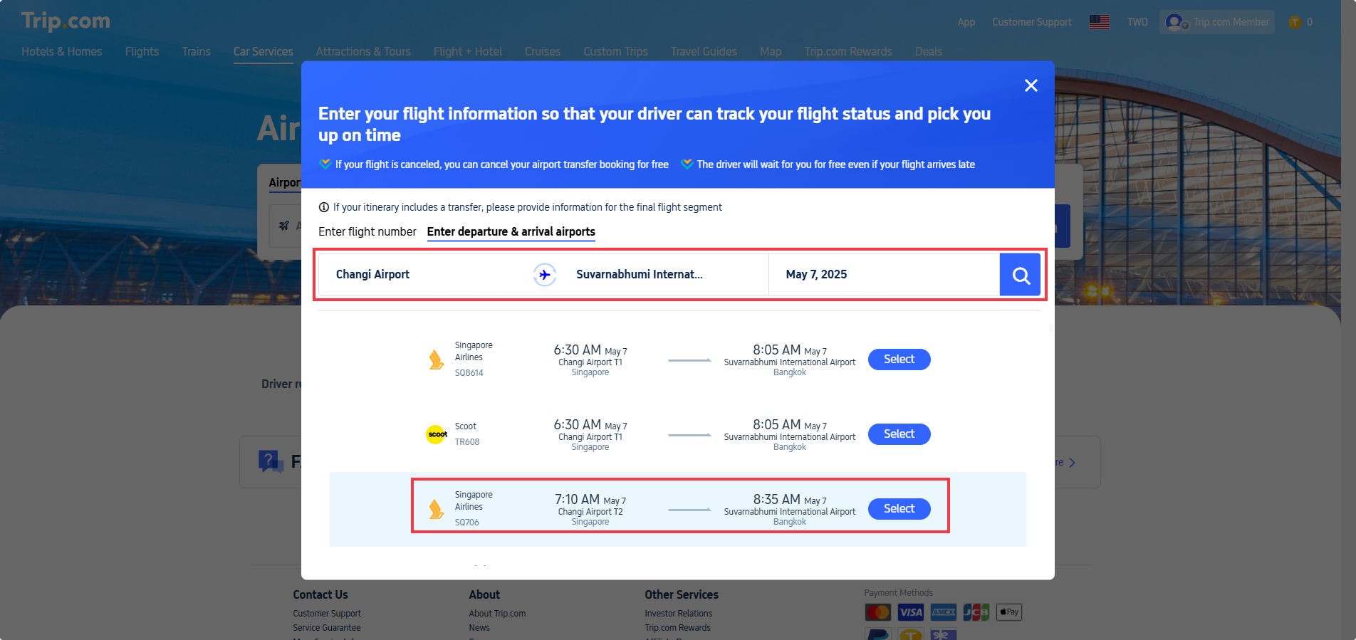 How to Book Airport Transfer on Trip.com