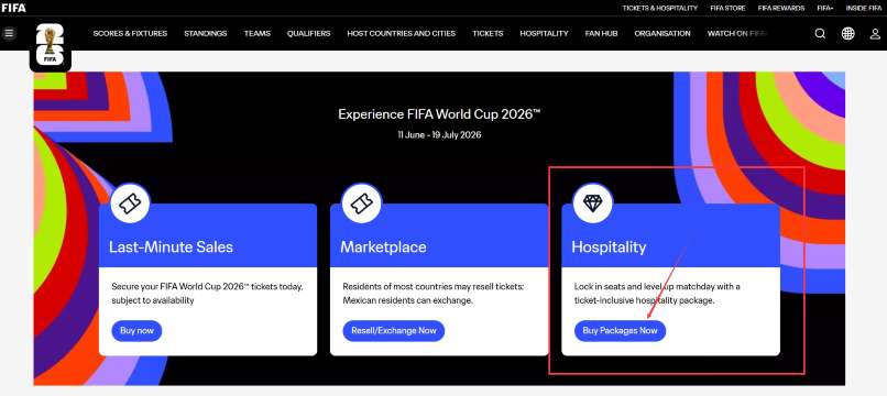 FIFA World Cup 2026 Tickets Booking Page