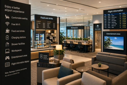 facilities at airport lounge