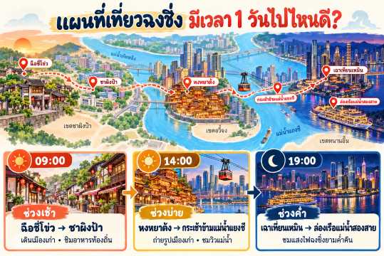 แผนที่เที่ยวฉงชิ่ง มีเวลา 1 วันไปไหนดี?