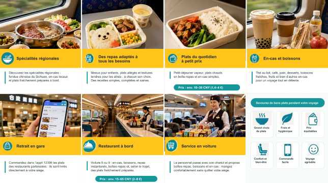 Liste des repas et modes de commande disponibles dans les trains en Chine