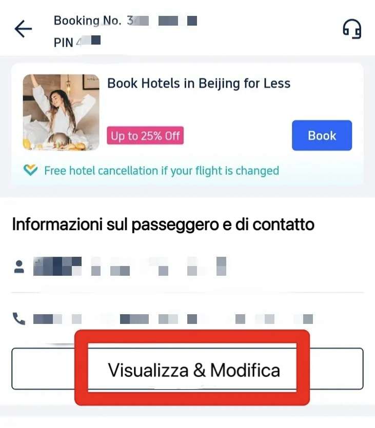 Modifica delle informazioni del passaporto su Trip.com