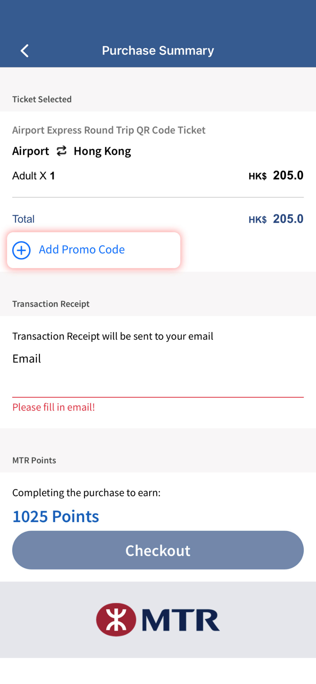 Buy Airport Express Group Ticket Step 5