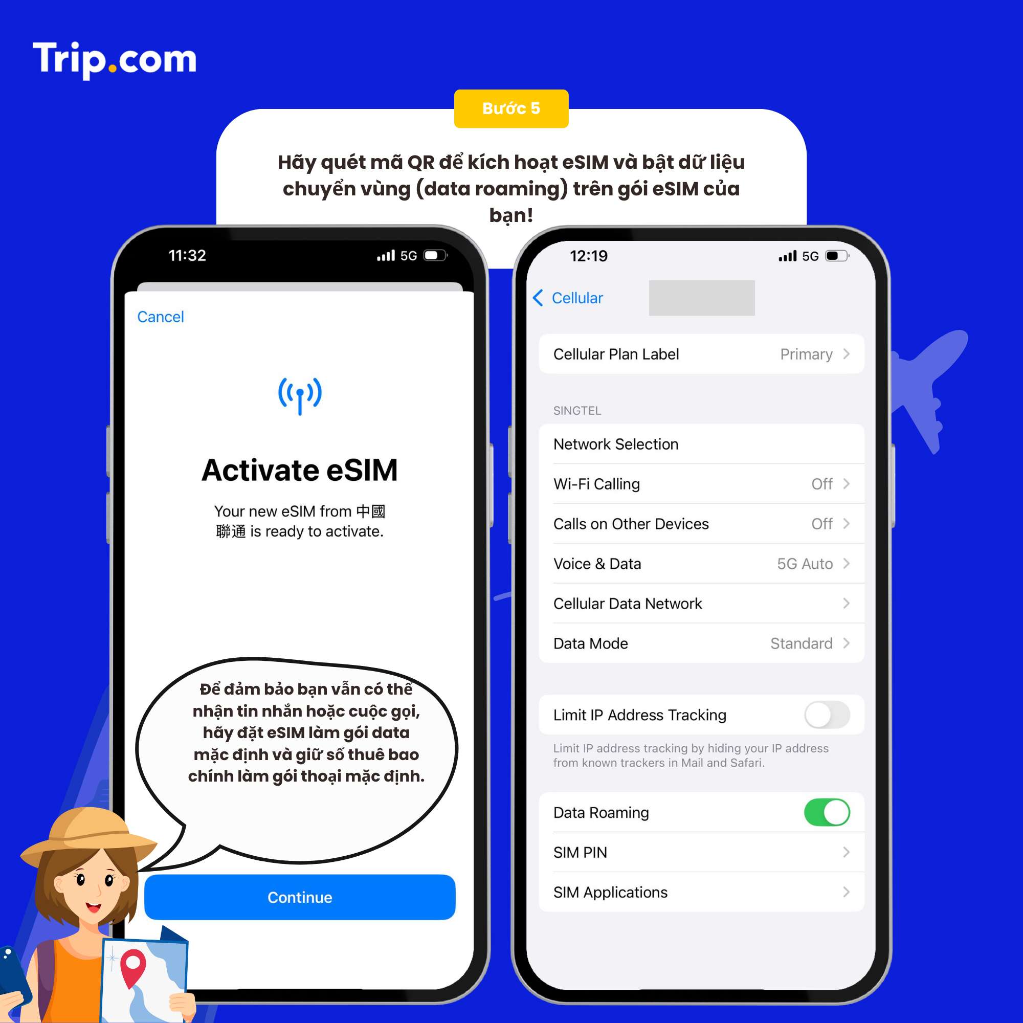 Bật chuyển vùng (Data Roaming)
