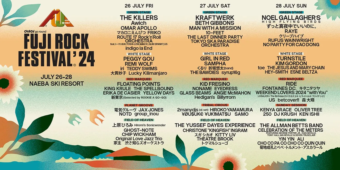 Fuji Rock 2024 日本富士搖滾音樂祭表演名單