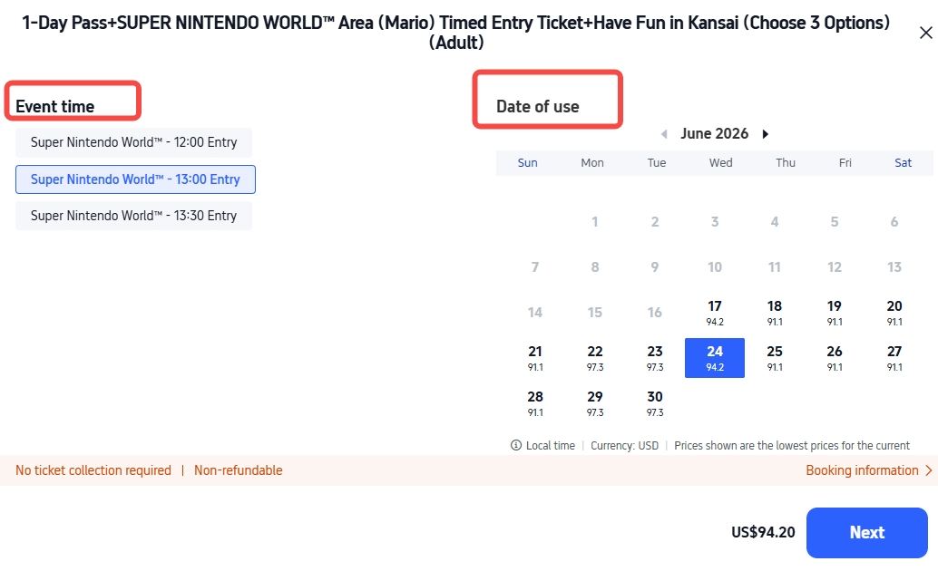 Book Super Nintendo World Japan tickets