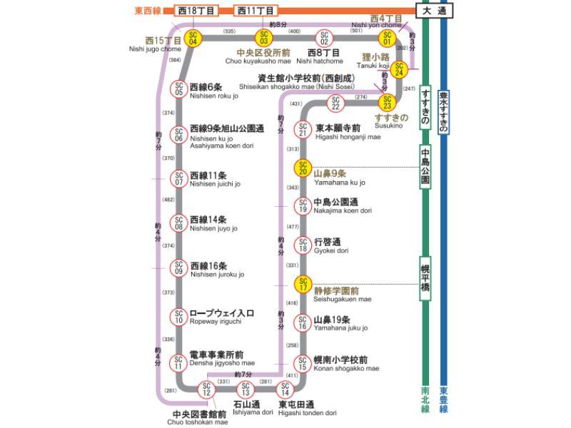 Sapporo Streetcar Map