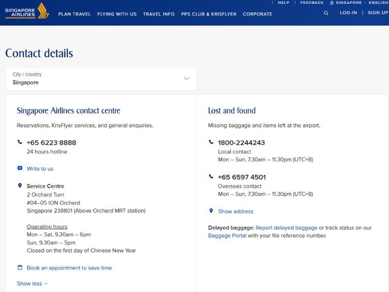 Singapore Airlines Customer Service