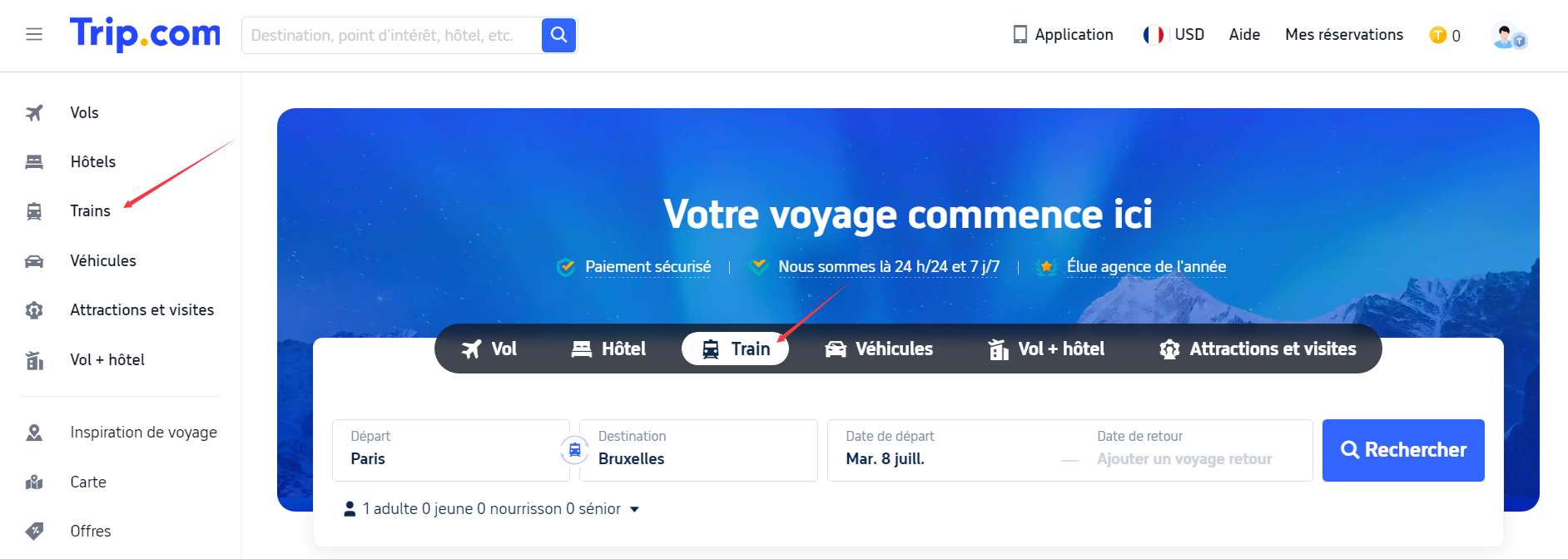 Visitez le siteweb Trip.com online.