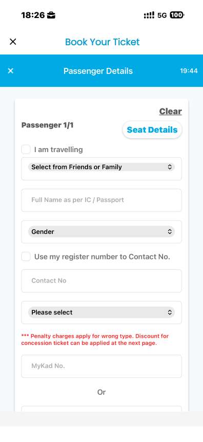 Enter your passenger details