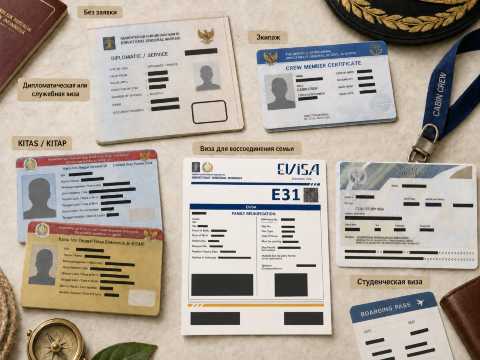 Дипломатическая и служебная визы, удостоверение экипажа, KITAS, KITAP, семейная и студенческая визы