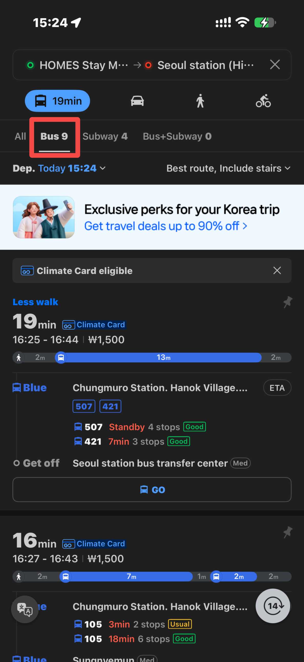 Using Naver Map for Buses