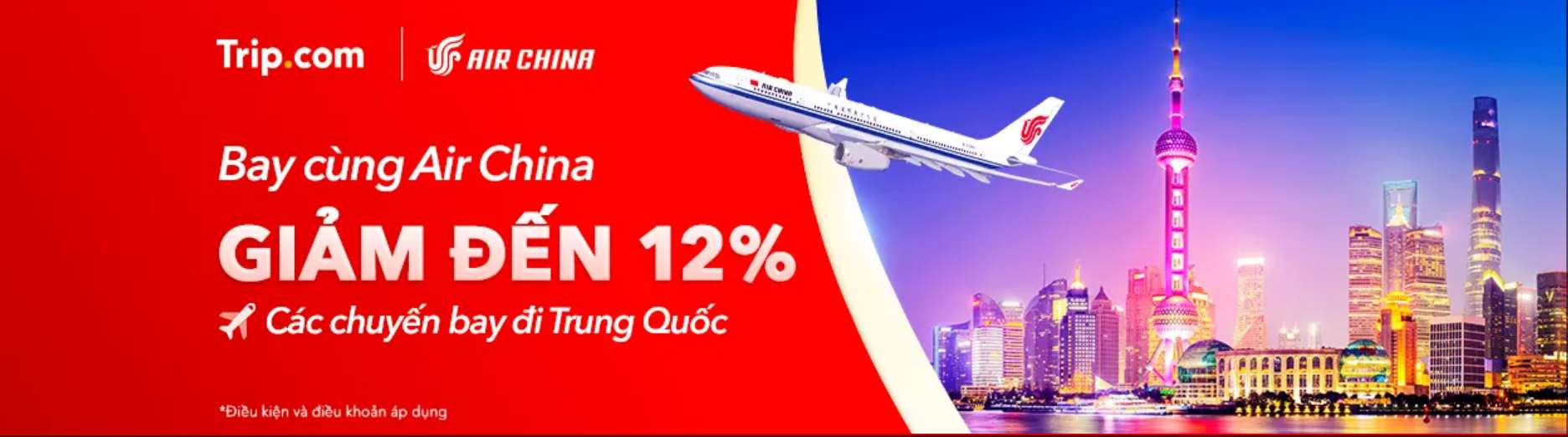 Trip.com Mã ưu đãi VN: Ưu đãi độc quyền từ Air China