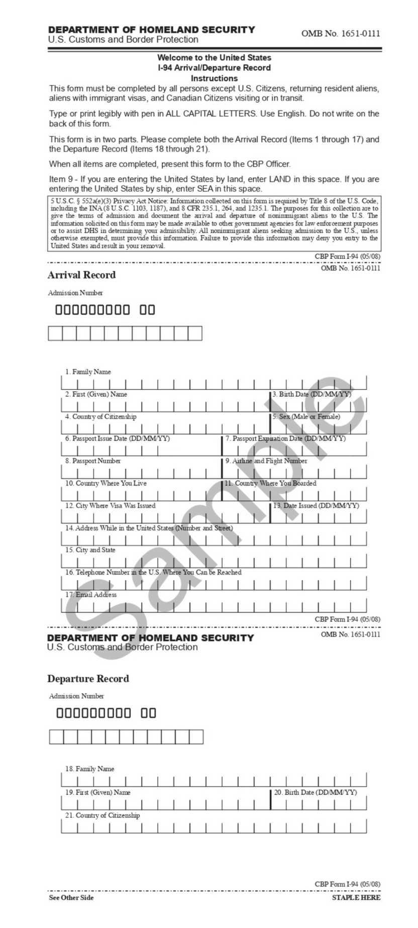 Form I-94