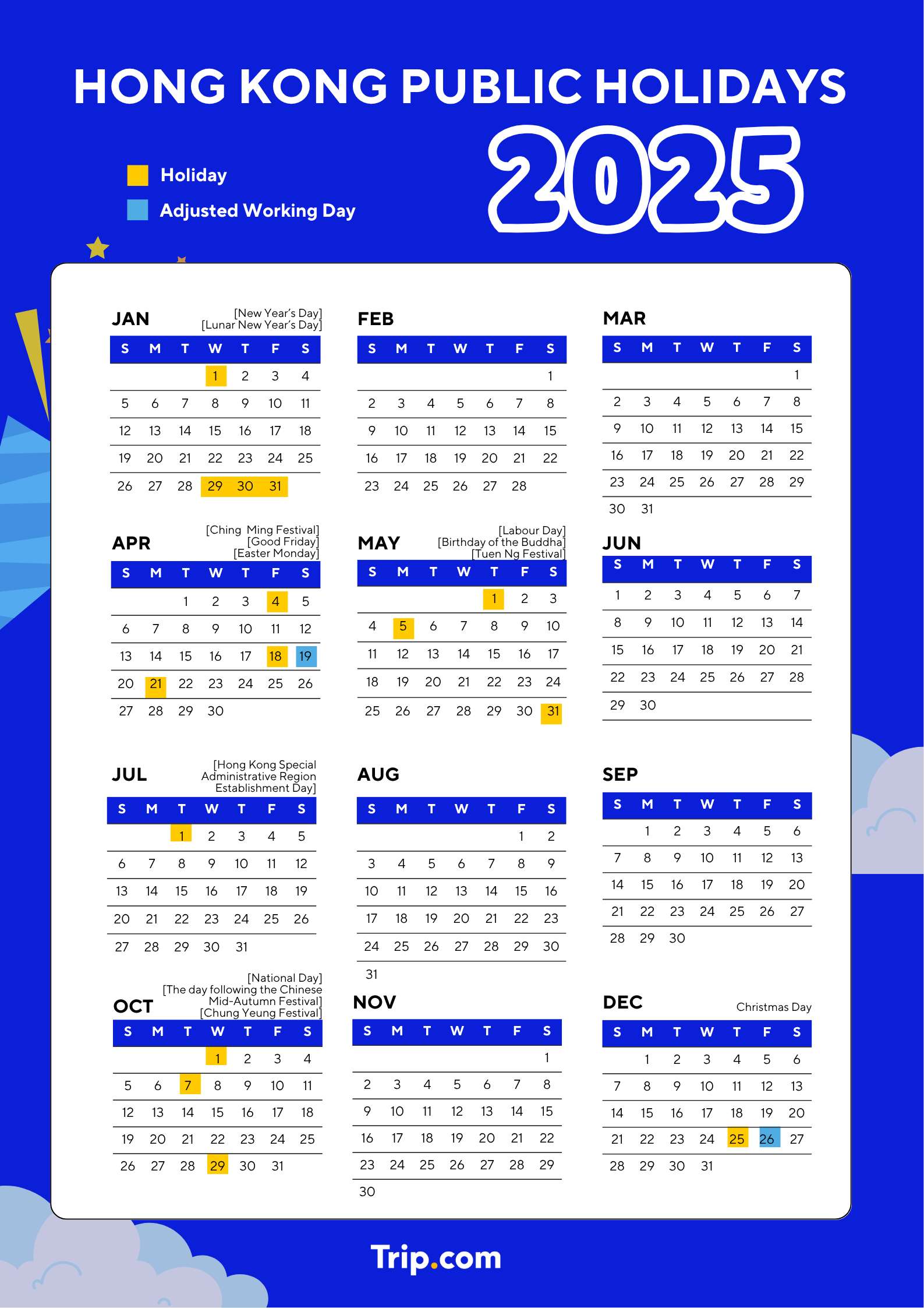 Hong Kong Public Holiday 2025 Calendar Trip.com