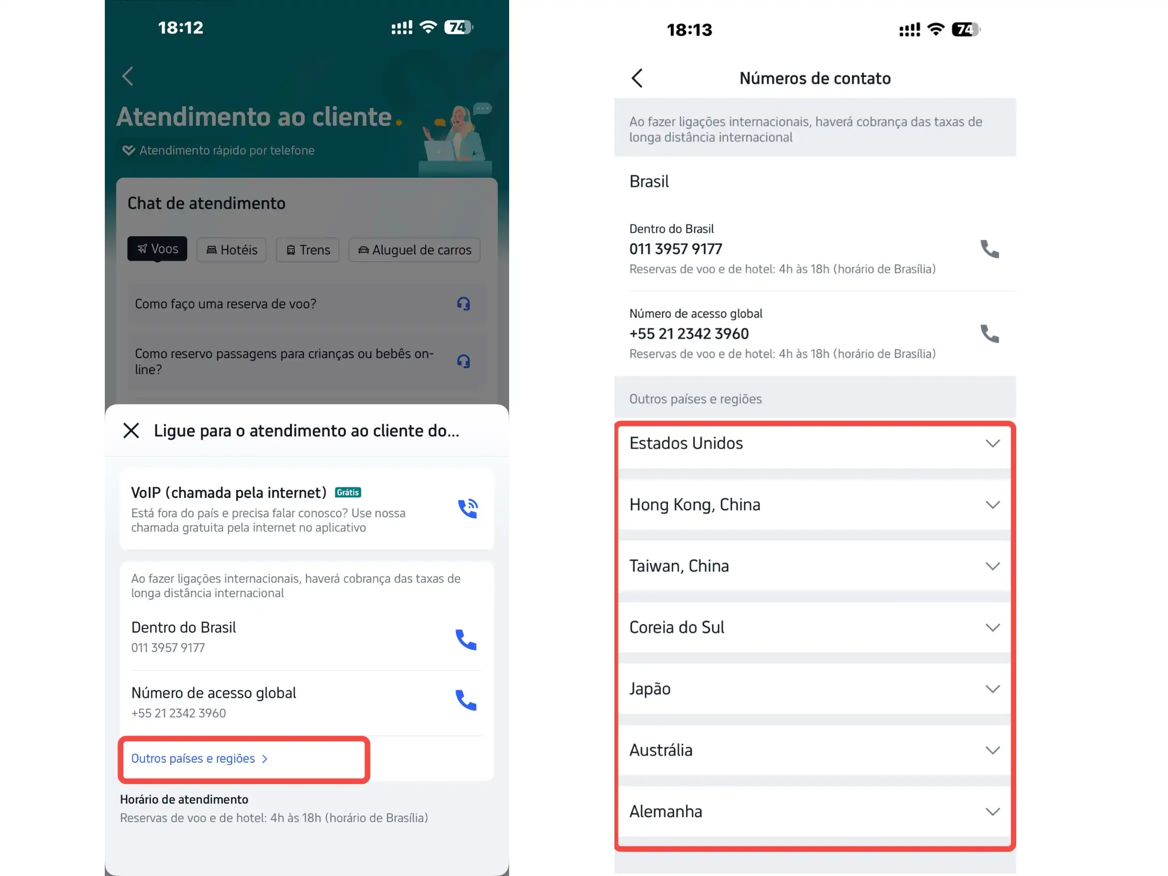 Como encontrar os números da central de atendimento da Trip.com