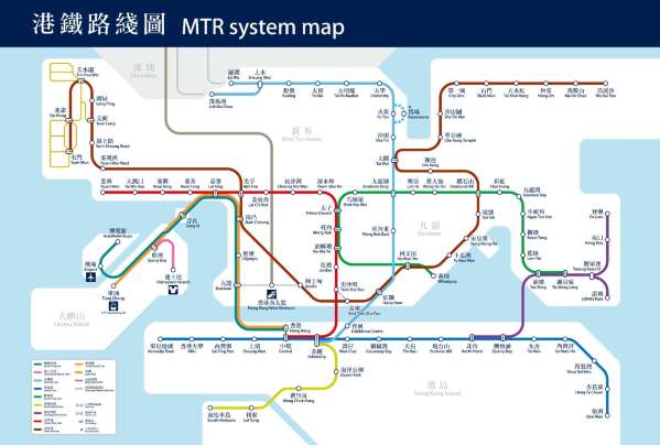 MTR路線図と主要エリアの位置関係