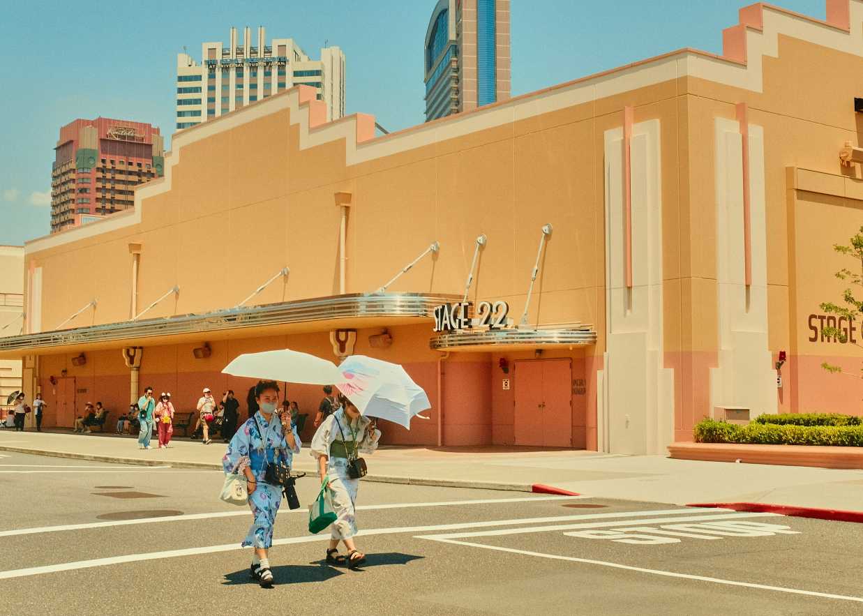 Visitors in Traditional Costumes at Universal Studios Japan