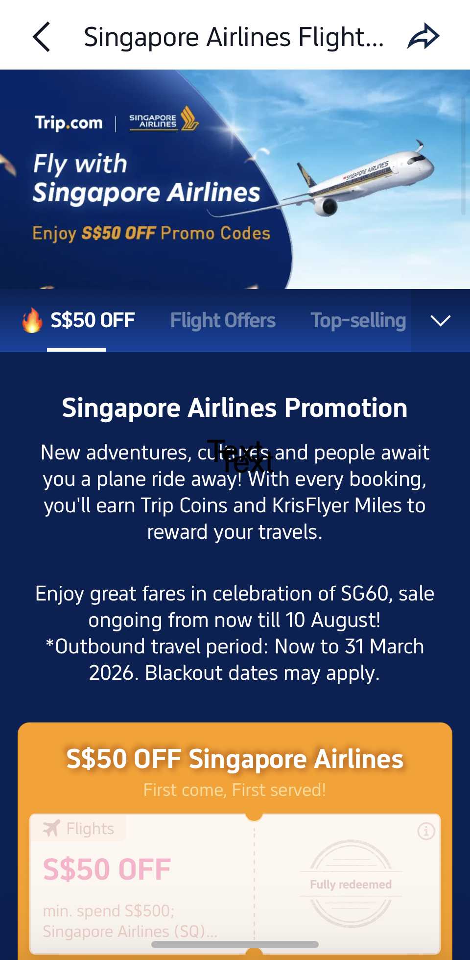 trip.com singapore airlines campaign page