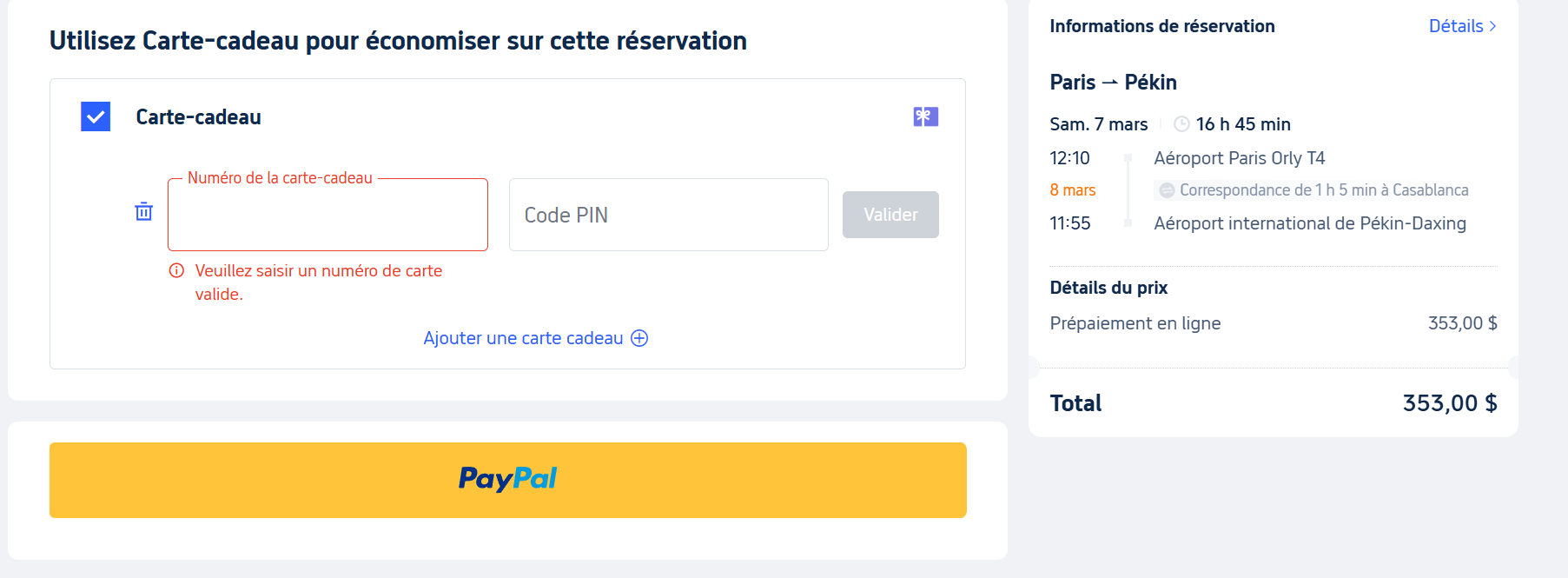 Cartes cadeaux Trip.com