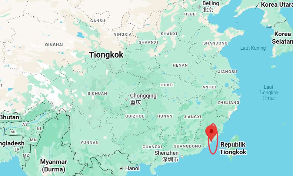 lokasi xiamen di peta china