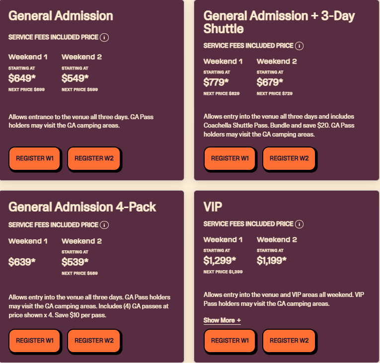 2026 Coachella 科切拉音樂節門票
