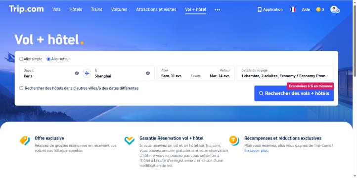 Saisissez vos informations de voyage