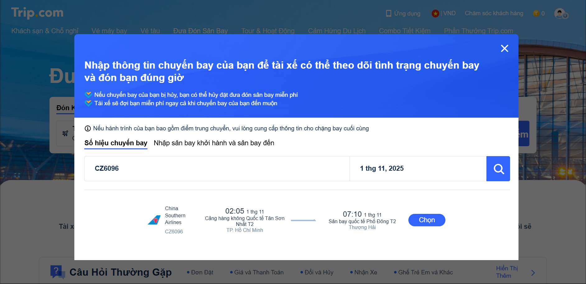 Nhập Thông Tin Chuyến Bay trip.com